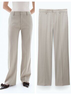 FILIPPA K Bootcut Wool Trousers in Desert Taupe